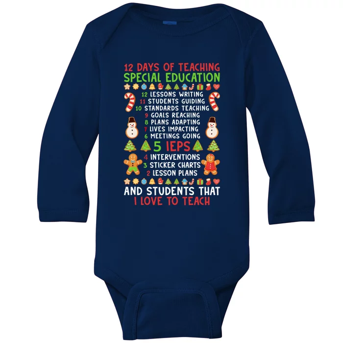 12 Days Of Teaching Special Education Ieps Sped Teacher Xmas Gift Baby Long Sleeve Bodysuit