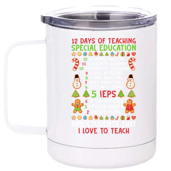 12 Days Of Teaching Special Education Ieps Sped Teacher Xmas Gift Front & Back 12oz Stainless Steel Tumbler Cup