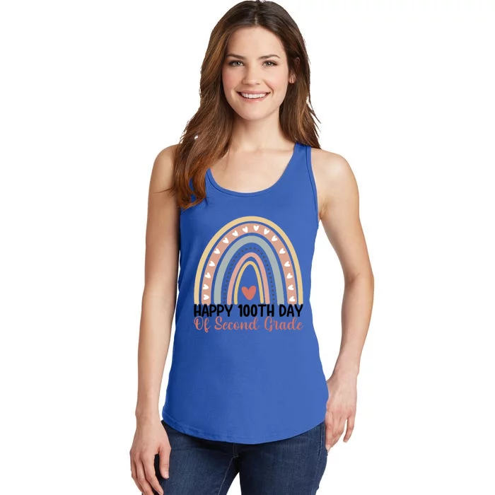 100Th Day Of School 2Nd Grade Teacher Second Grade Rainbow Gift Ladies Essential Tank