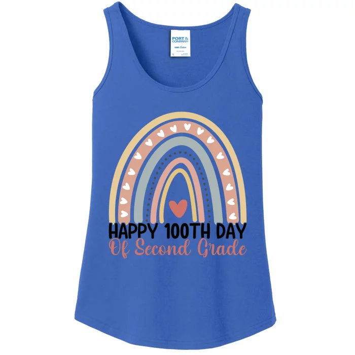 100Th Day Of School 2Nd Grade Teacher Second Grade Rainbow Gift Ladies Essential Tank