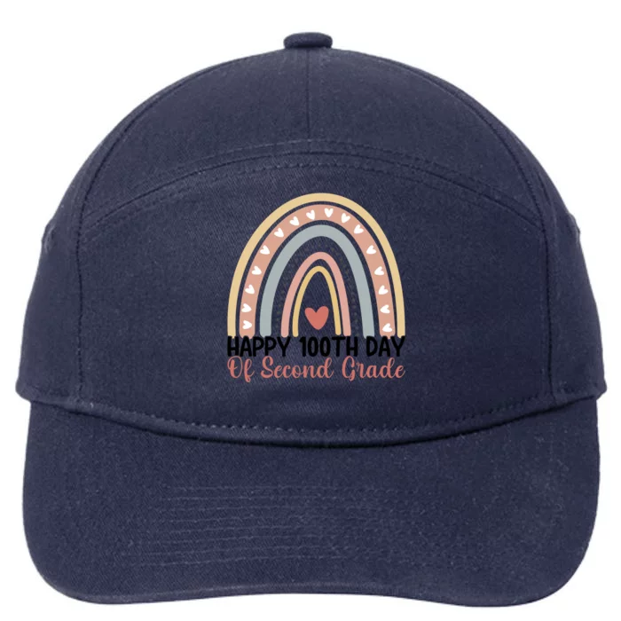 100Th Day Of School 2Nd Grade Teacher Second Grade Rainbow Gift 7-Panel Snapback Hat