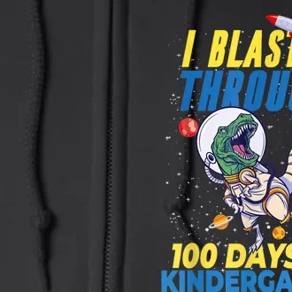 100 Days Of Kindergarten Astronaut Dinosaur Teachers Full Zip Hoodie