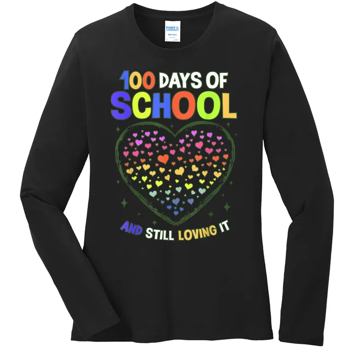 100th Day Of School 100 Days Of School Teacher Ladies Long Sleeve Shirt