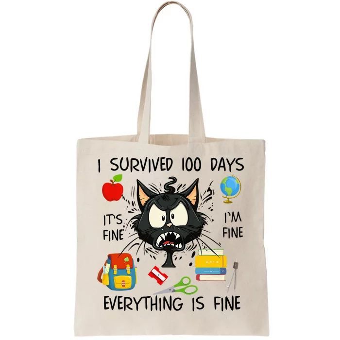 100th Day Of School It's Fine I'm Fine Everything's Fine Tote Bag