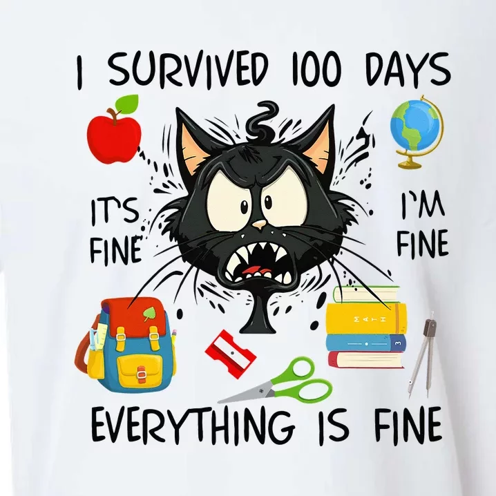 100th Day Of School It's Fine I'm Fine Everything's Fine Sueded Cloud Jersey T-Shirt