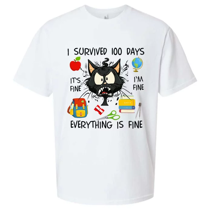 100th Day Of School It's Fine I'm Fine Everything's Fine Sueded Cloud Jersey T-Shirt