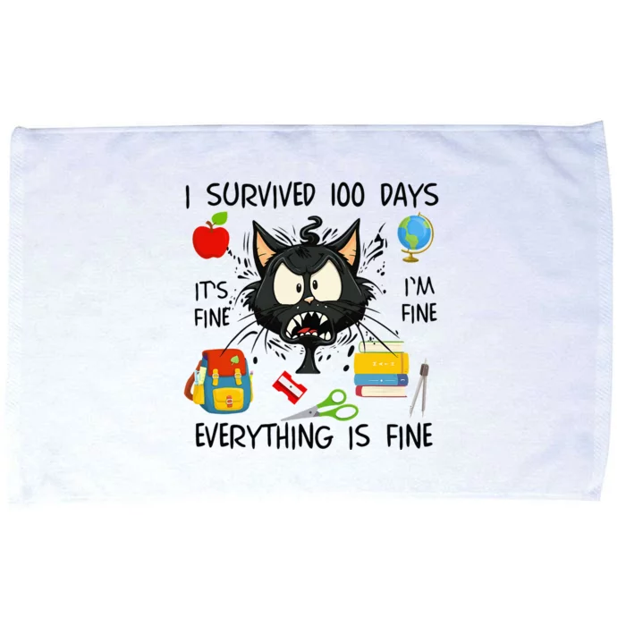 100th Day Of School It's Fine I'm Fine Everything's Fine Microfiber Hand Towel