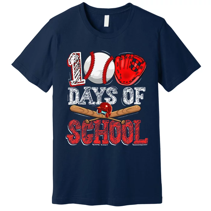 100 Days Of School Baseball 100th Day Of School Teacher Premium T-Shirt