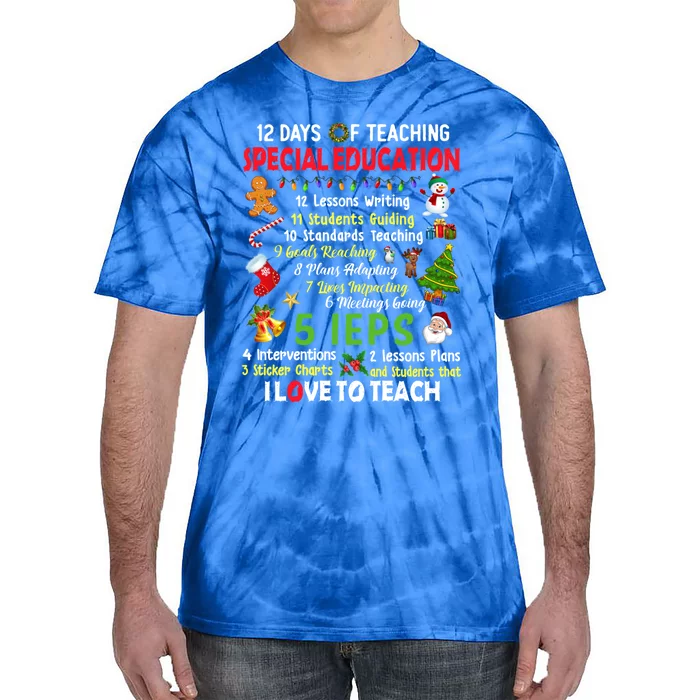 12 Days Of Teaching Special Education Teacher Elf Christmas Funny Gift Tie-Dye T-Shirt