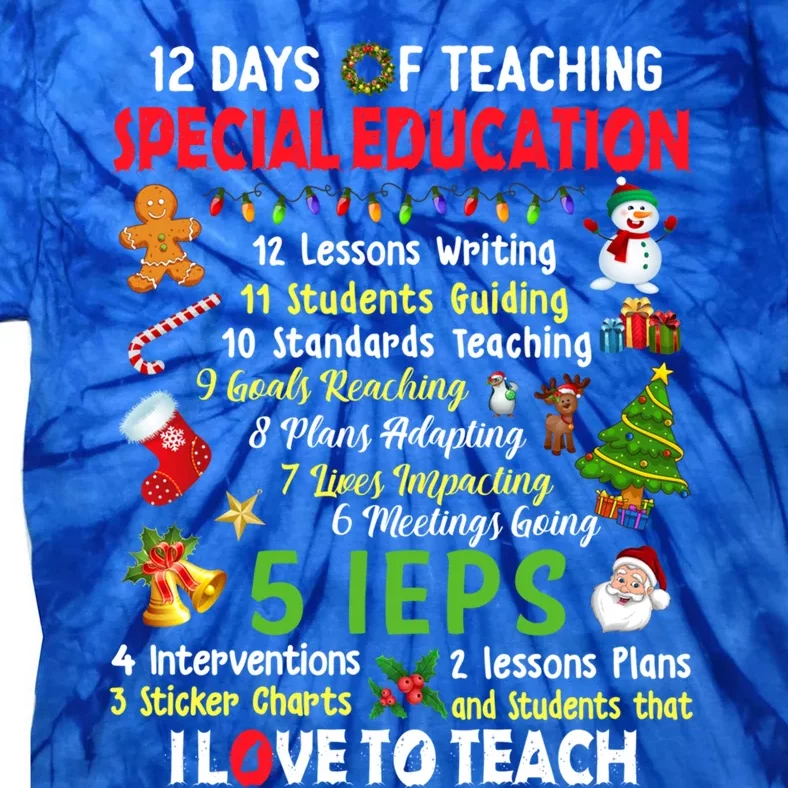 12 Days Of Teaching Special Education Teacher Elf Christmas Funny Gift Tie-Dye T-Shirt