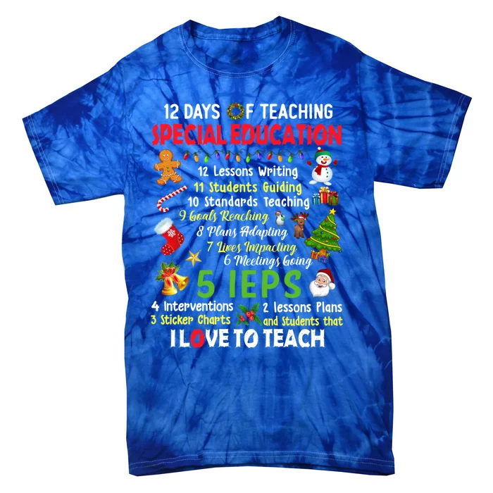 12 Days Of Teaching Special Education Teacher Elf Christmas Funny Gift Tie-Dye T-Shirt