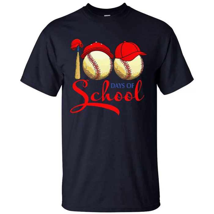 100 Days Of School Baseball Teacher 100th Day Of School Tall T-Shirt