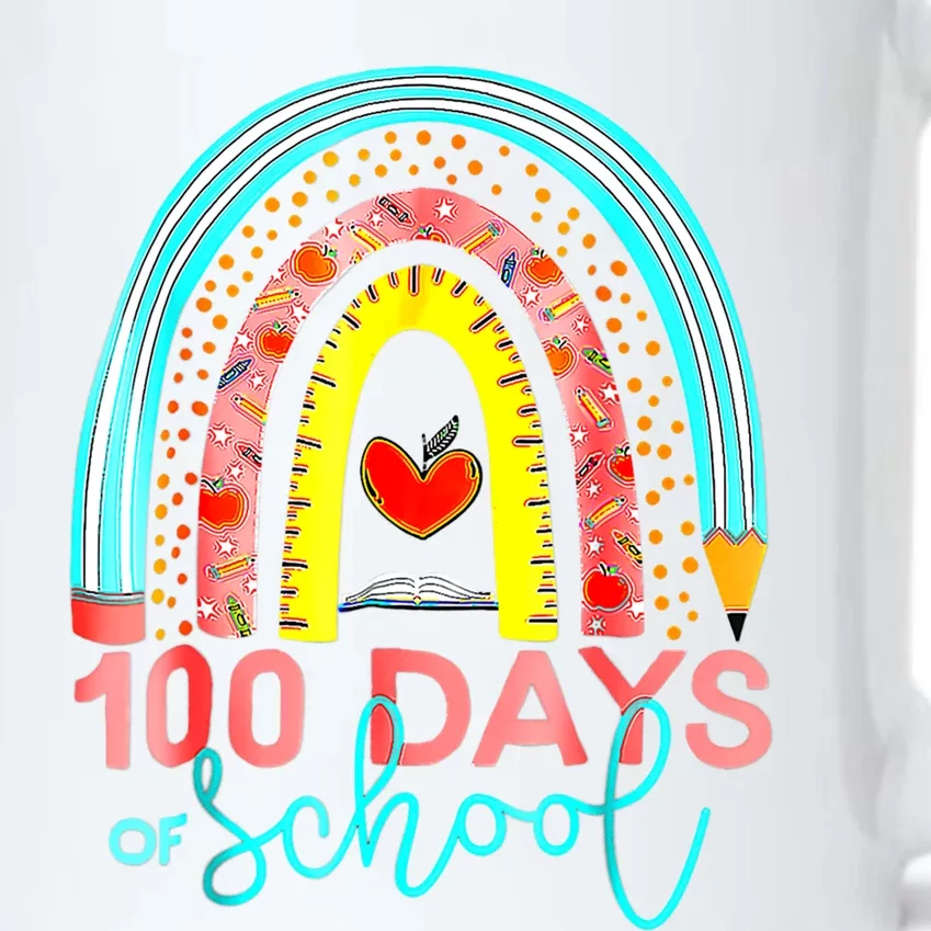 100th Day Of School Teacher 100 Days Smarter Rainbow Cool Gift Black Color Changing Mug