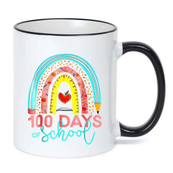 100th Day Of School Teacher 100 Days Smarter Rainbow Cool Gift Black Color Changing Mug