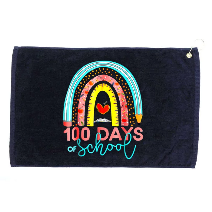 100th Day Of School Teacher 100 Days Smarter Rainbow Cool Gift Grommeted Golf Towel