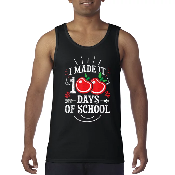 100th Day Of School Distressed I Made It 100 Days Teacher Tank Top