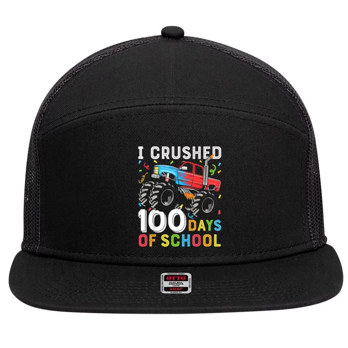 100 Days Of School Monster Truck 100th Day Of School 7 Panel Mesh Trucker Snapback Hat