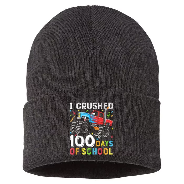 100 Days Of School Monster Truck 100th Day Of School Sustainable Knit Beanie