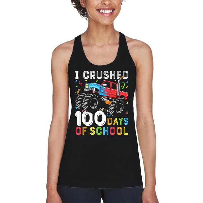 100 Days Of School Monster Truck 100th Day Of School Women's Racerback Tank