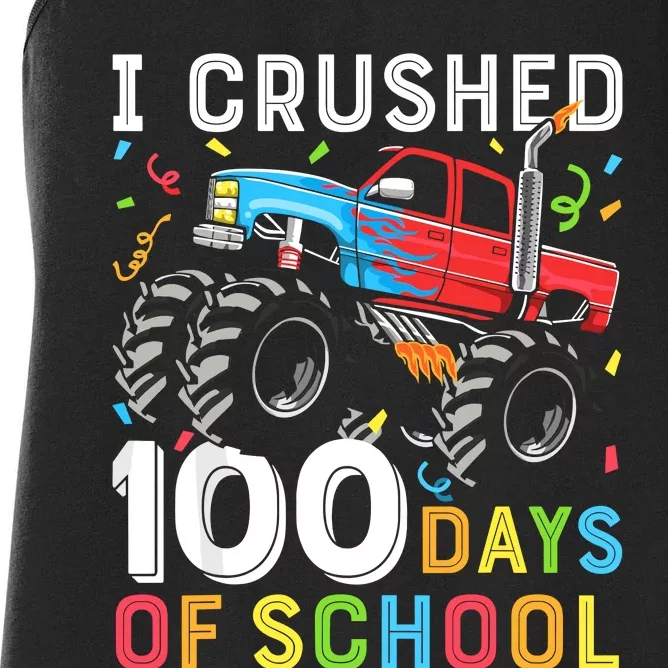 100 Days Of School Monster Truck 100th Day Of School Women's Racerback Tank