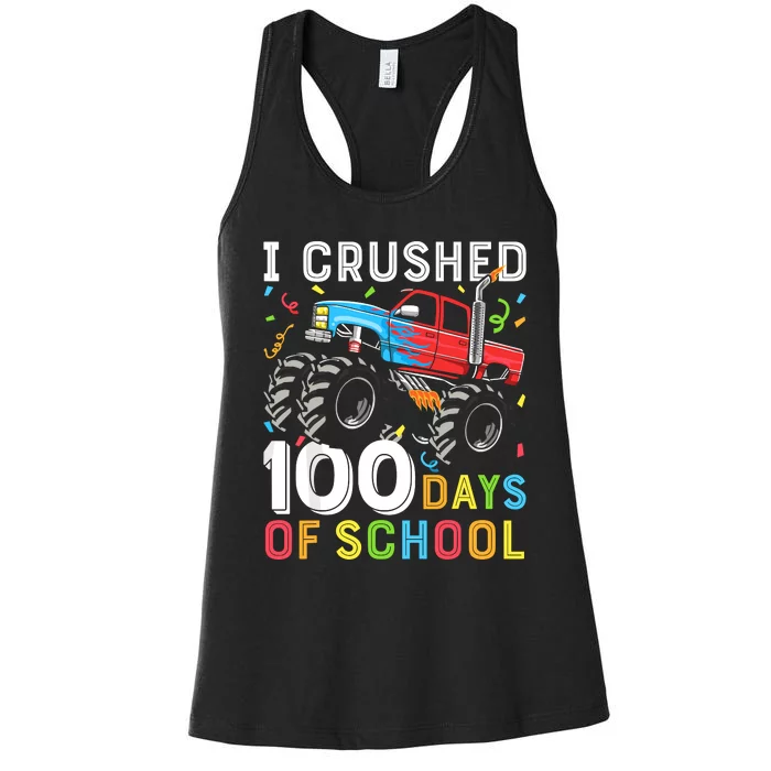 100 Days Of School Monster Truck 100th Day Of School Women's Racerback Tank