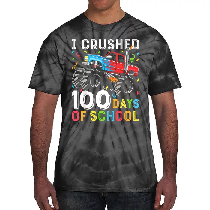 100 Days Of School Monster Truck 100th Day Of School Tie-Dye T-Shirt