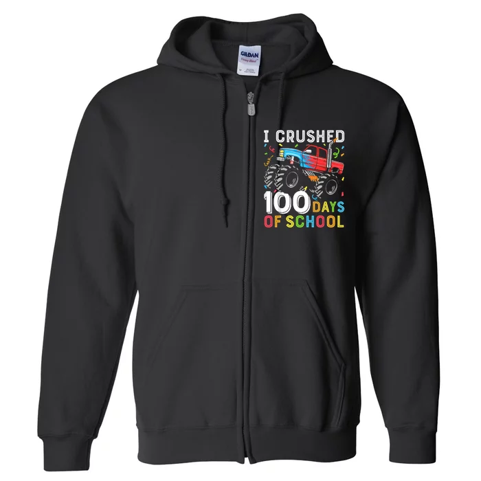 100 Days Of School Monster Truck 100th Day Of School Full Zip Hoodie