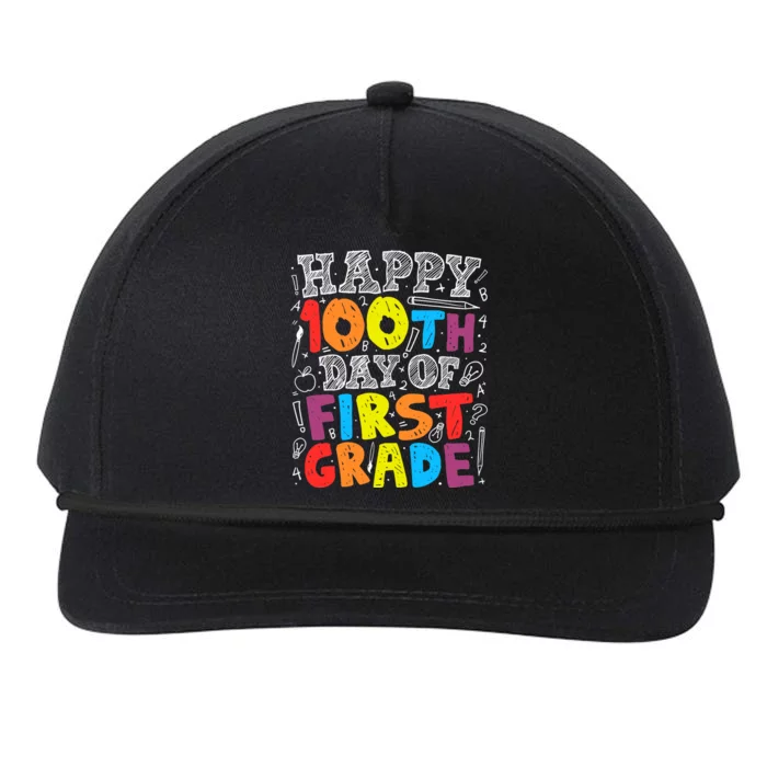 100 Days of School Design 100th Day of 1st Grade Teacher Snapback Five-Panel Rope Hat