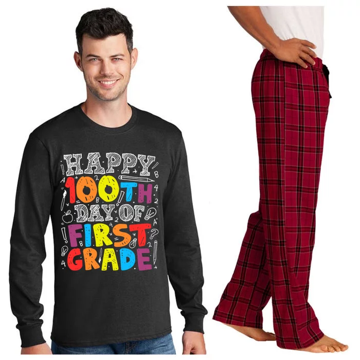 100 Days of School Design 100th Day of 1st Grade Teacher Long Sleeve Pajama Set