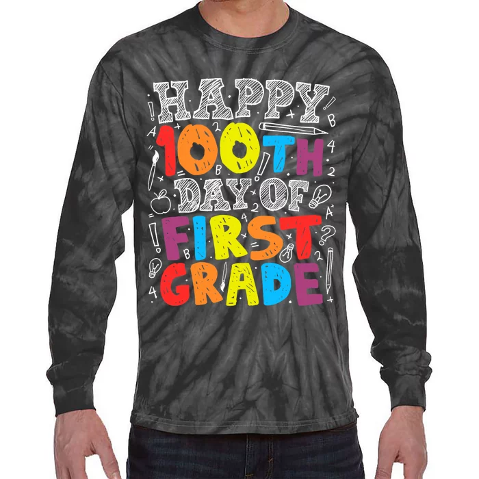 100 Days of School Design 100th Day of 1st Grade Teacher Tie-Dye Long Sleeve Shirt