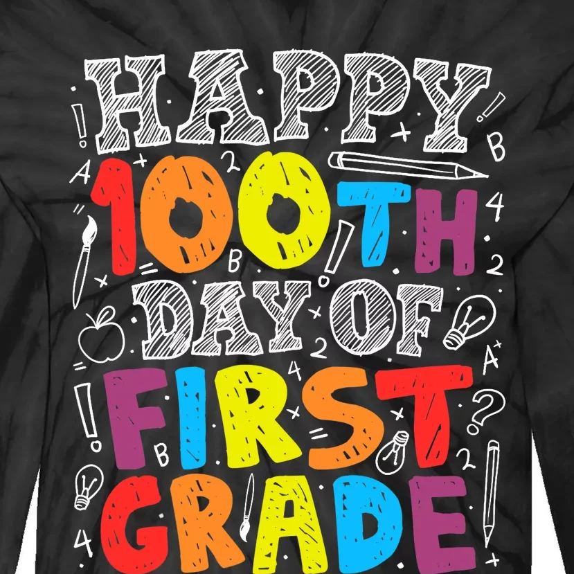 100 Days of School Design 100th Day of 1st Grade Teacher Tie-Dye Long Sleeve Shirt