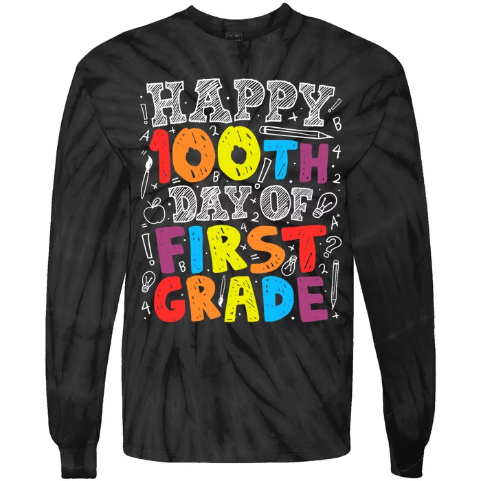 100 Days of School Design 100th Day of 1st Grade Teacher Tie-Dye Long Sleeve Shirt