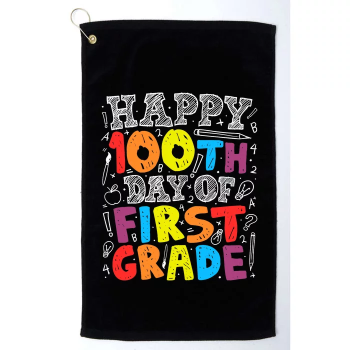 100 Days of School Design 100th Day of 1st Grade Teacher Platinum Collection Golf Towel