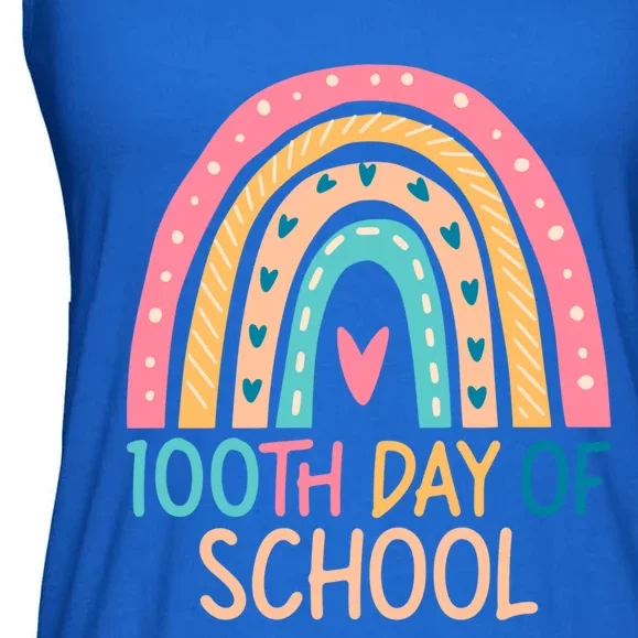 100th Day Of School Teacher College 100 Days Smarter Rainbow Cute Gift Ladies Essential Flowy Tank