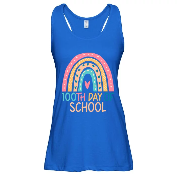 100th Day Of School Teacher College 100 Days Smarter Rainbow Cute Gift Ladies Essential Flowy Tank