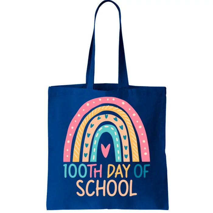 100th Day Of School Teacher College 100 Days Smarter Rainbow Cute Gift Tote Bag