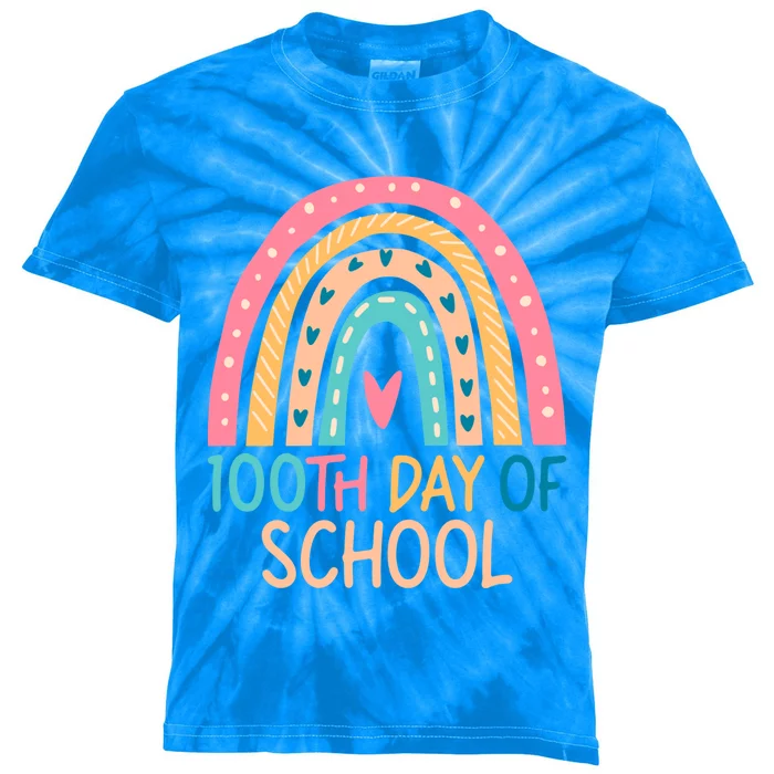 100th Day Of School Teacher College 100 Days Smarter Rainbow Cute Gift Kids Tie-Dye T-Shirt