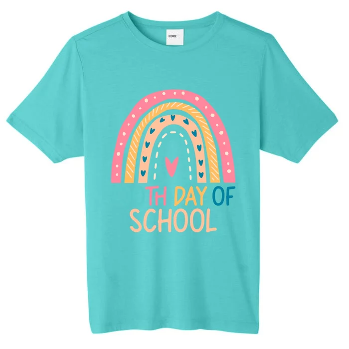 100th Day Of School Teacher College 100 Days Smarter Rainbow Cute Gift ChromaSoft Performance T-Shirt