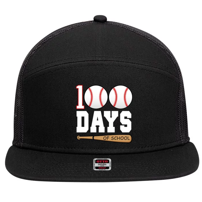 100 Days Of School Baseball Bat And Ball 7 Panel Mesh Trucker Snapback Hat