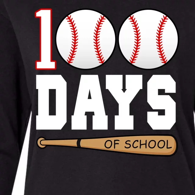 100 Days Of School Baseball Bat And Ball Womens Cotton Relaxed Long Sleeve T-Shirt