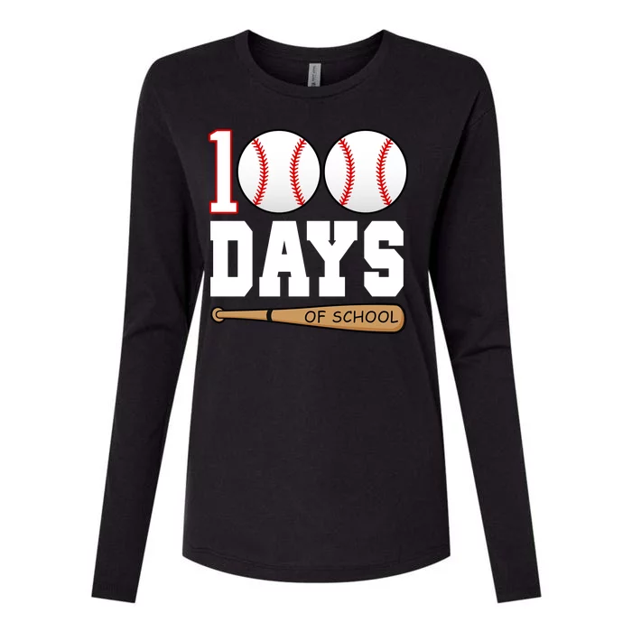 100 Days Of School Baseball Bat And Ball Womens Cotton Relaxed Long Sleeve T-Shirt