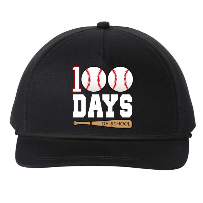 100 Days Of School Baseball Bat And Ball Snapback Five-Panel Rope Hat