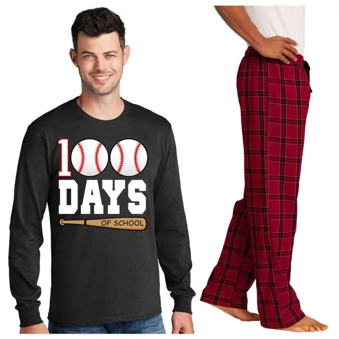 100 Days Of School Baseball Bat And Ball Long Sleeve Pajama Set