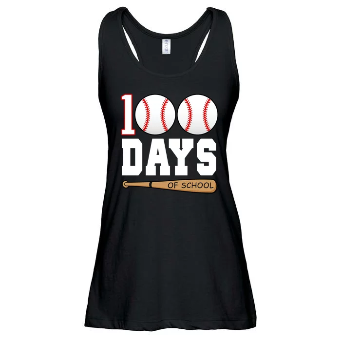 100 Days Of School Baseball Bat And Ball Ladies Essential Flowy Tank