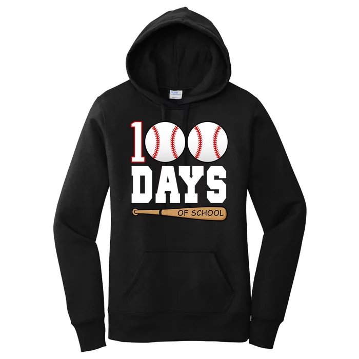 100 Days Of School Baseball Bat And Ball Women's Pullover Hoodie