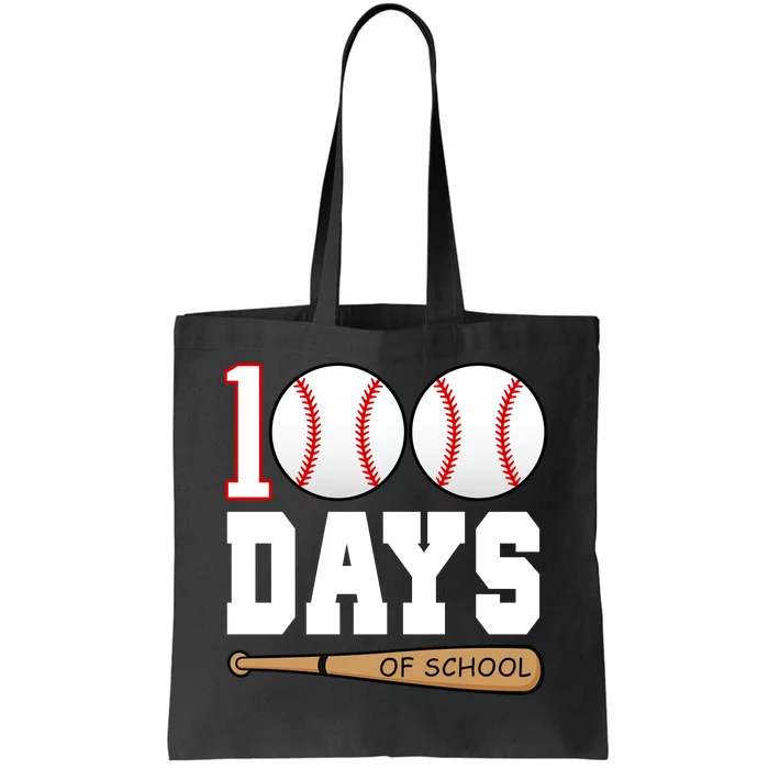 100 Days Of School Baseball Bat And Ball Tote Bag