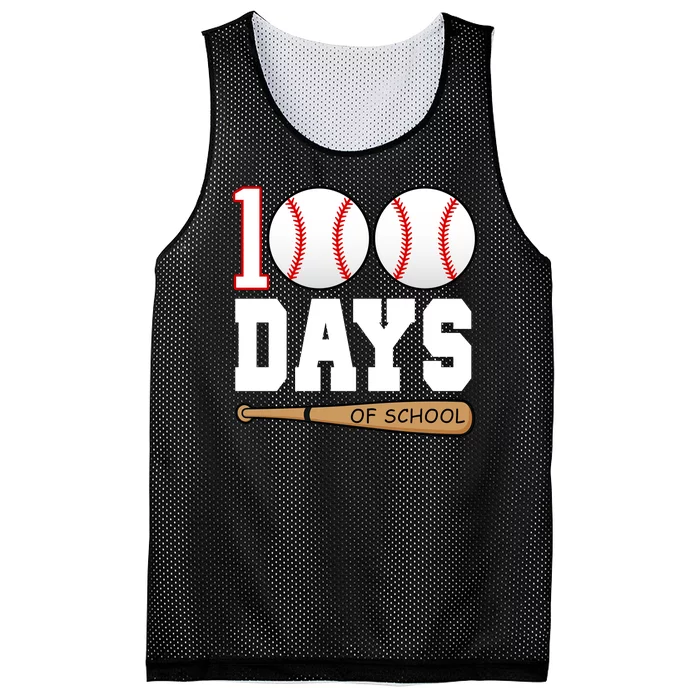 100 Days Of School Baseball Bat And Ball Mesh Reversible Basketball Jersey Tank