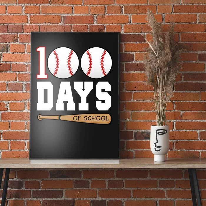 100 Days Of School Baseball Bat And Ball Poster