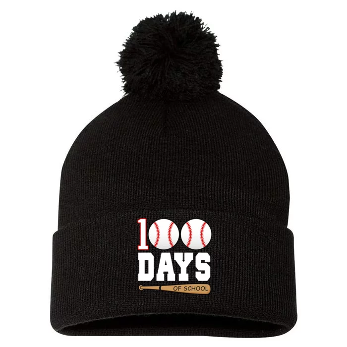 100 Days Of School Baseball Bat And Ball Pom Pom 12in Knit Beanie