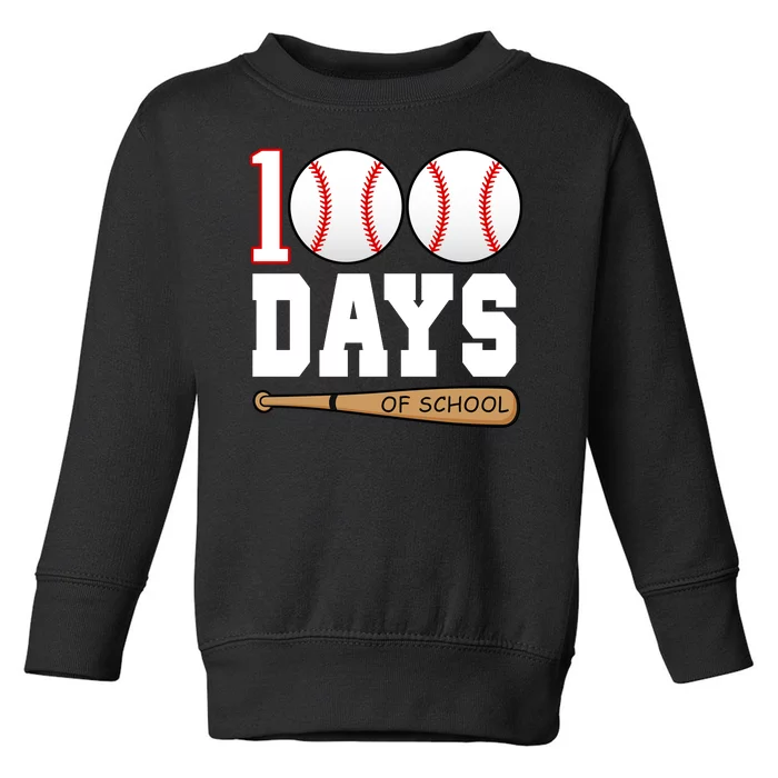 100 Days Of School Baseball Bat And Ball Toddler Sweatshirt